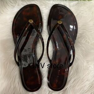 Tory Burch Glossy Dark Brown Sandals